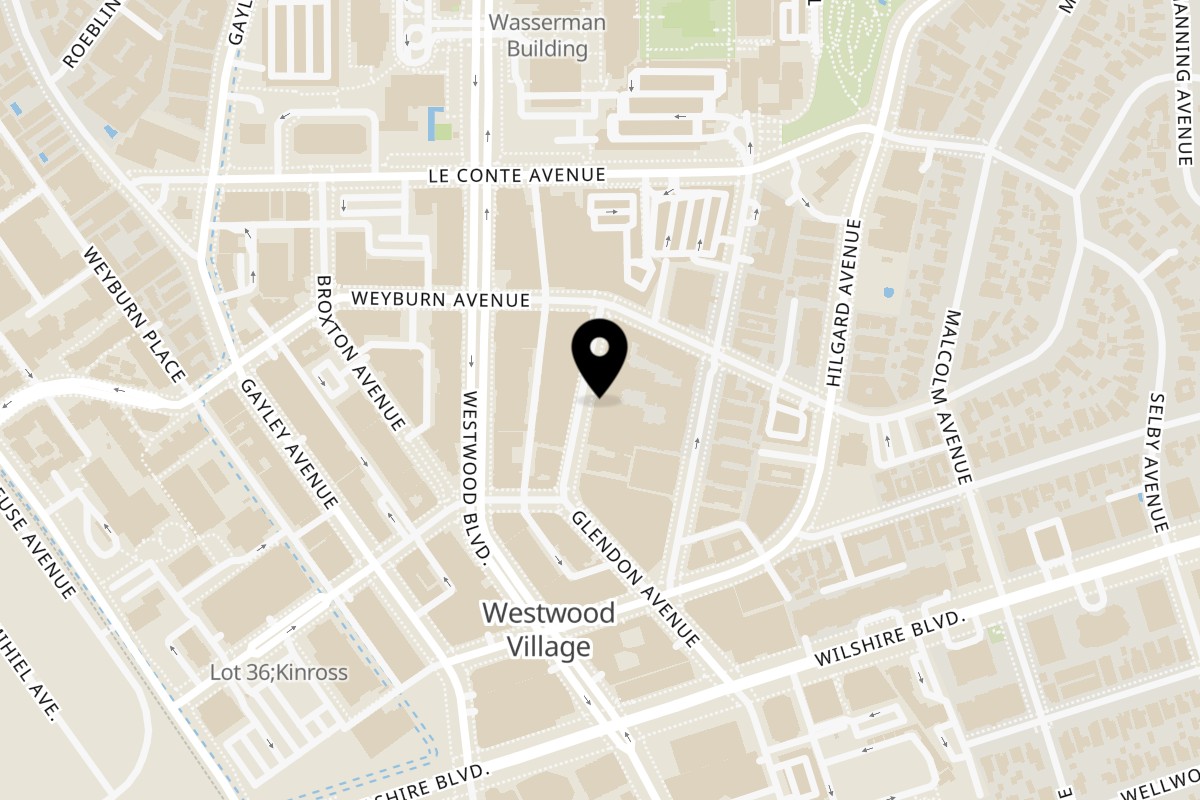 Map showing the location of Pinches Tacos Westwood on 1030 Glendon Ave in Los Angeles